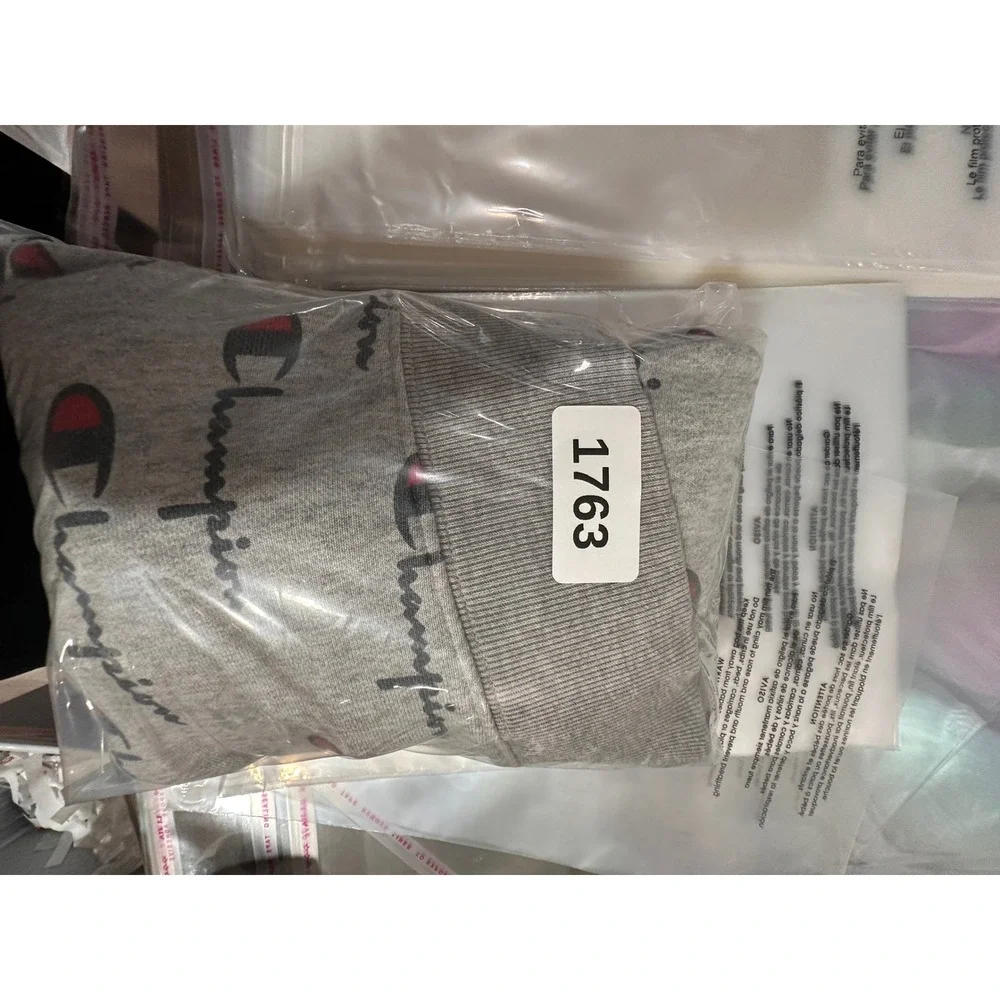 Champion Reverse Weave Gray All Over Logo Print Joggers Mens Medium 1763